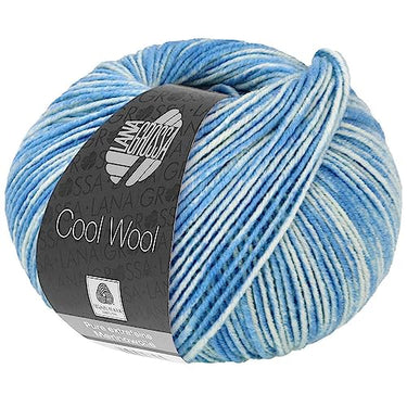 Lana Grossa Cool Wool Neon Print 6523 - neon blue/soft blue on sale